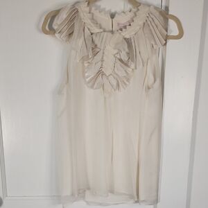 Rebecca Taylor Elegant Cream Ruffled Women's Top Silk